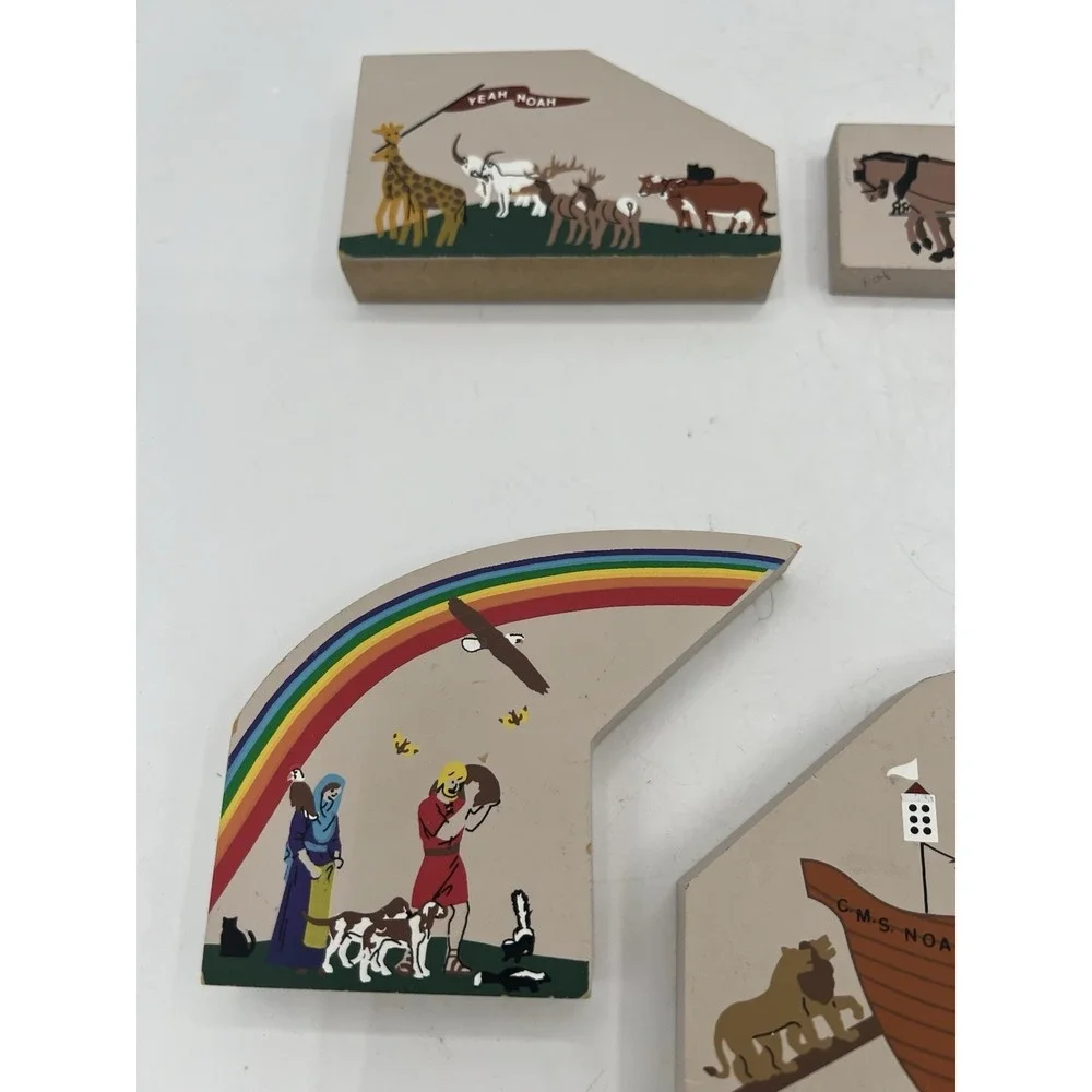 The Cat's Meow Village Noah's Ark & Moses 10 Commandments Wall Sitters –6 Pc Set